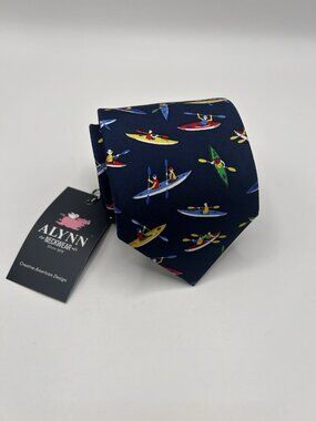 Alynn Neckwear Men "KAYAKS" By Eric Holch 100% Silk Tie Hand Made 57"